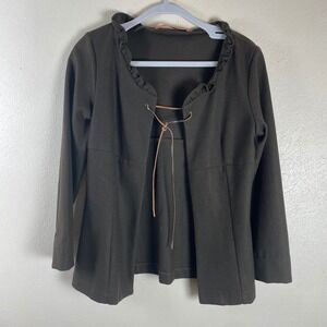 DIZEN 1999 2000 Wool Ruffled Neck Lace‎ Up Jacket Brown Women's Size S